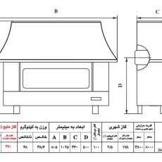 بخاری گازی شومینه ای نیک کالا مدل زرین mc28